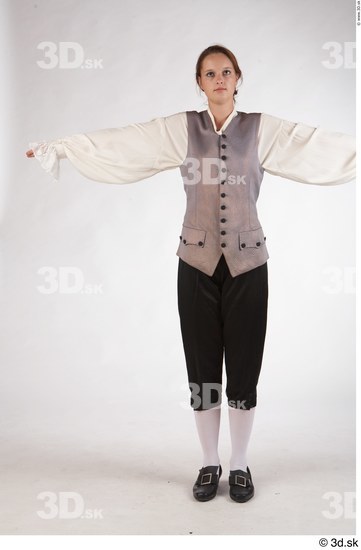 Whole Body Woman T poses White Costume photo references