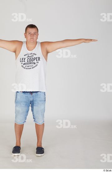 Whole Body Man T poses White Casual Chubby Standing Street photo references