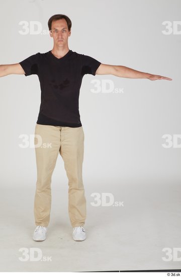 Whole Body Man T poses White Casual Slim Standing Street photo references