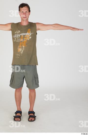 Whole Body Man T poses White Casual Slim Standing Street photo references