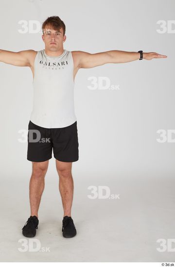 Whole Body Man T poses White Casual Slim Standing Street photo references