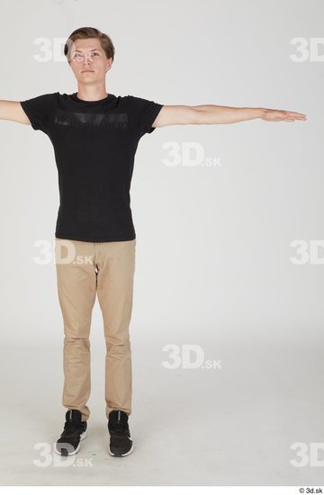 Whole Body Man T poses White Casual Slim Standing Street photo references