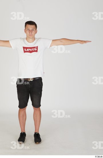 Whole Body Man T poses White Casual Slim Standing Street photo references