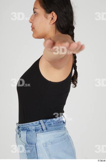 Upper Body Woman White Casual Slim Street photo references