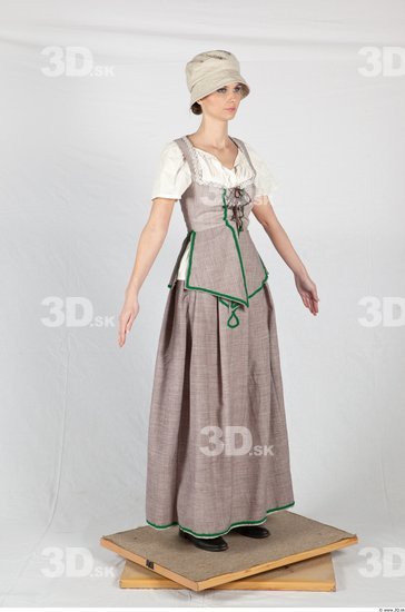 Whole Body Woman White Historical Dress Costume photo references