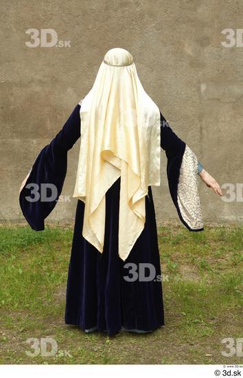 Whole Body Woman T poses White Historical Dress Costume photo references