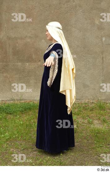 Whole Body Woman T poses White Historical Dress Costume photo references