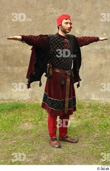 Whole Body Man T poses White Historical Costume photo references