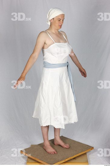 Whole Body Woman White Historical Dress Costume photo references