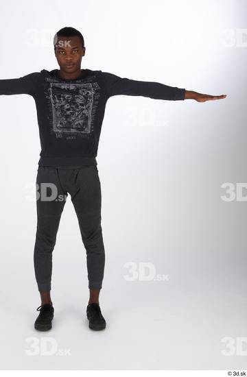 Whole Body Man T poses Black Casual Slim Standing Street photo references