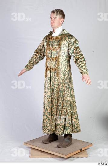 Whole Body Man White Historical Coat Costume photo references