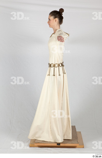 Whole Body Woman T poses White Historical Costume photo references