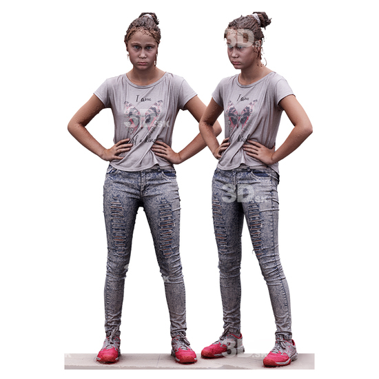 Whole Body Woman White Casual  3D Scan Daily Pose