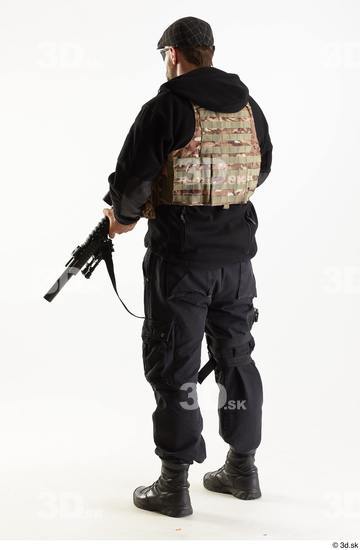 Weapons-Rifle Man Pose with machine rifle White Army Athletic Studio photo references