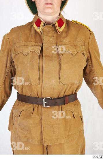 Upper Body Woman White Army Belt Jacket Studio photo references