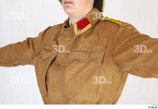 Upper Body Woman White Army Jacket Studio photo references