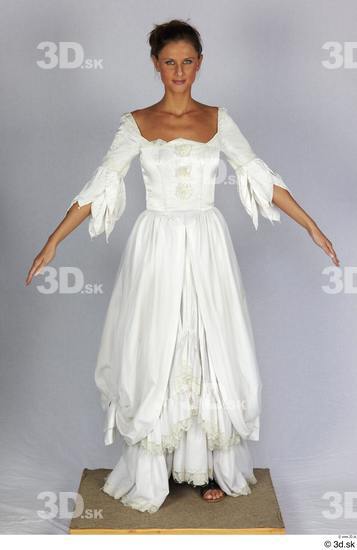 Whole Body Woman White Dress Costume photo references