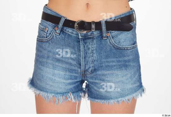 Arina Shy black belt blue jeans shorts casual dressed hips  jpg