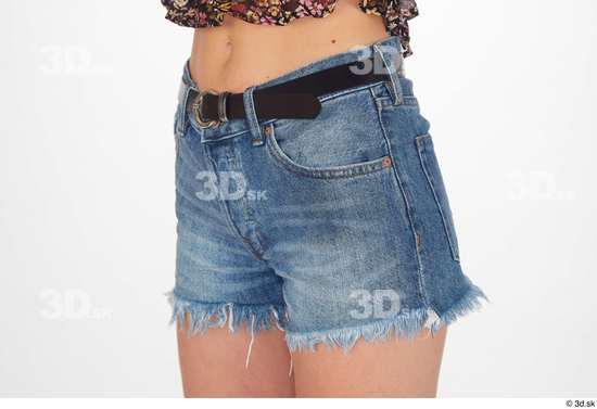 Arina Shy black belt blue jeans shorts casual dressed hips  jpg