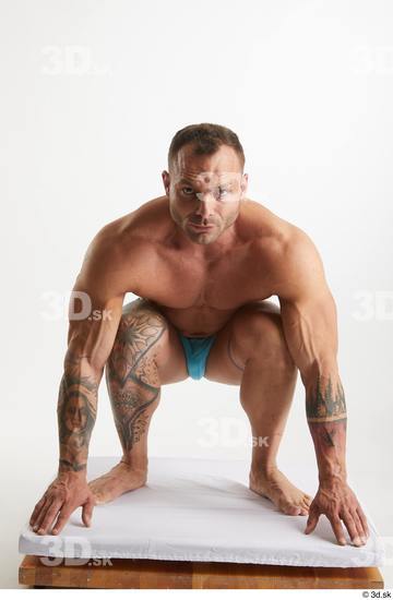 Man White Muscular Male Studio Poses