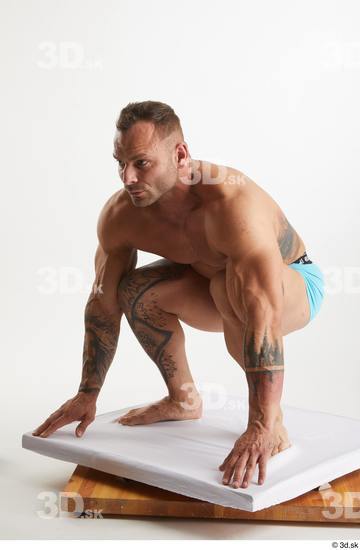 Man White Muscular Male Studio Poses