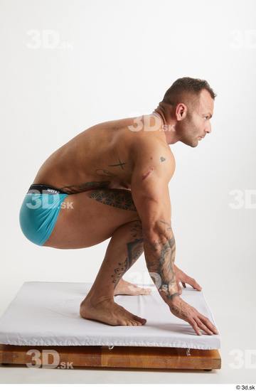 Man White Muscular Male Studio Poses