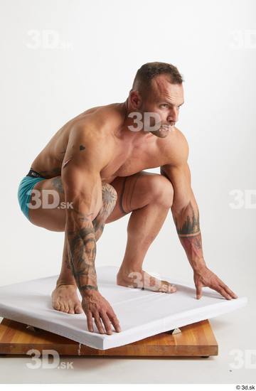 Man White Muscular Male Studio Poses