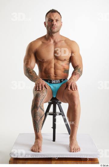 Man White Muscular Male Studio Poses