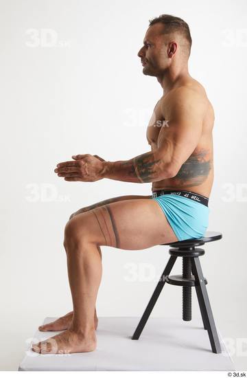 Man White Muscular Male Studio Poses