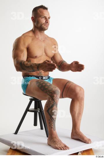 Man White Muscular Male Studio Poses