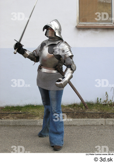 Whole Body Woman Pose with sword White Army Historical Studio photo references