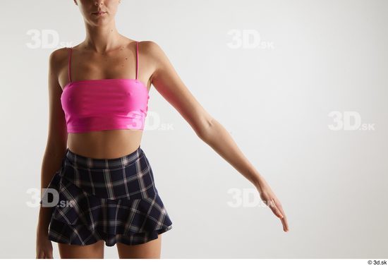 Isabella De Laa  arm casual dressed flexing front view pink crop top thin straps  jpg