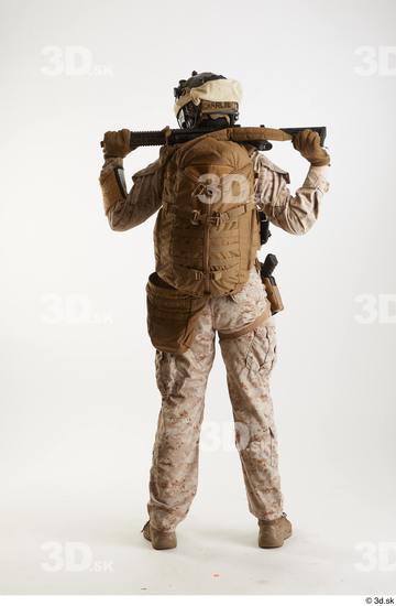 Whole Body Weapons-Rifle Man Pose with machine rifle White Army Athletic Studio photo references