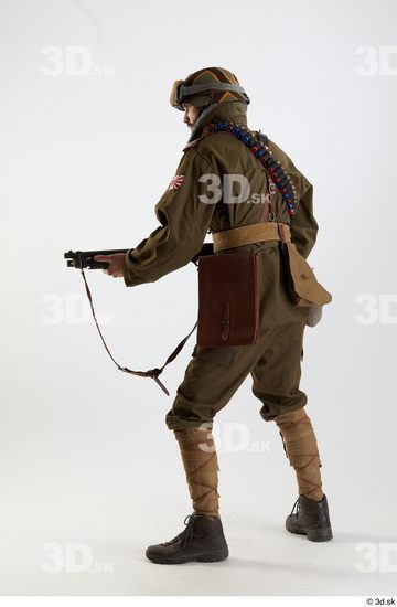 Whole Body Weapons-Rifle Man Pose with machine rifle White Uniform Athletic Studio photo references