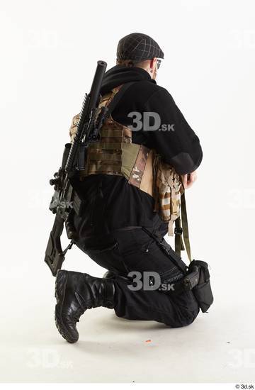 Whole Body Weapons-Rifle Man Pose with machine rifle White Army Athletic Bearded Studio photo references