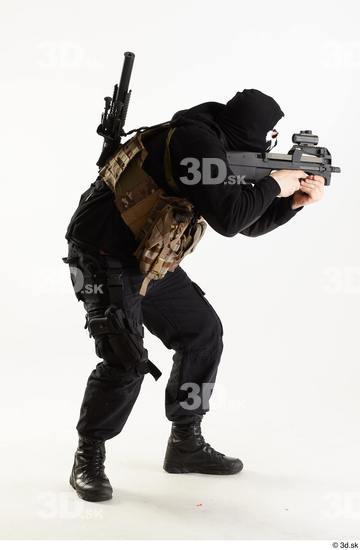 Whole Body Weapons-Rifle Man Pose with machine rifle White Army Athletic Studio photo references