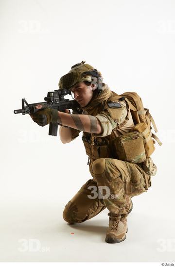 Whole Body Weapons-Rifle Man Pose with machine rifle White Army Athletic Studio photo references