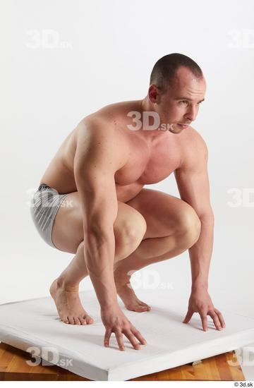 Man White Muscular Male Studio Poses