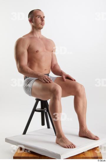 Man White Muscular Male Studio Poses