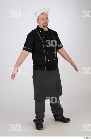 Whole Body Man White Uniform Chubby Bearded Studio photo references