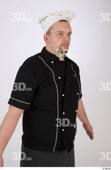 Whole Body Man White Uniform Chubby Bearded Studio photo references