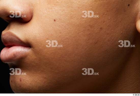 Man Black Slim Face Skin Textures