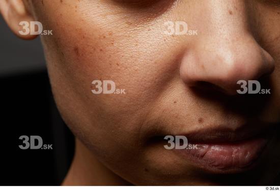 Face Mouth Nose Cheek Skin Woman Black Slim Studio photo references