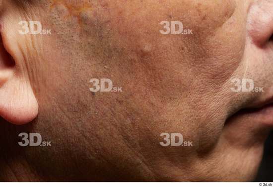 Face Cheek Skin Man Asian Slim Wrinkles Studio photo references