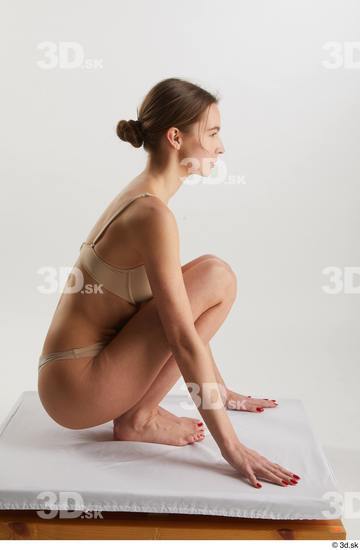 Woman White Slim Female Studio Poses