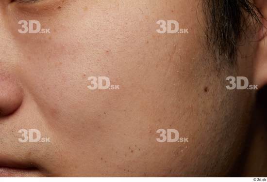 Man Asian Chubby Face Skin Textures