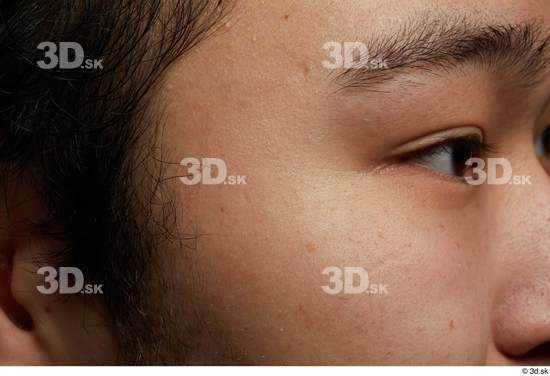 Man Asian Chubby Face Skin Textures