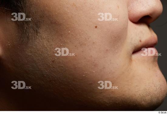 Man Asian Chubby Face Skin Textures