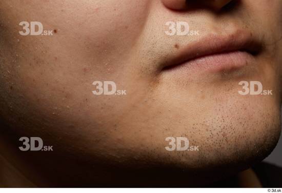 Man Asian Chubby Face Skin Textures