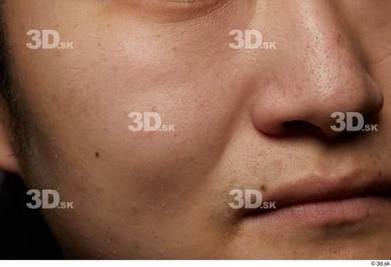 Man Asian Chubby Face Skin Textures